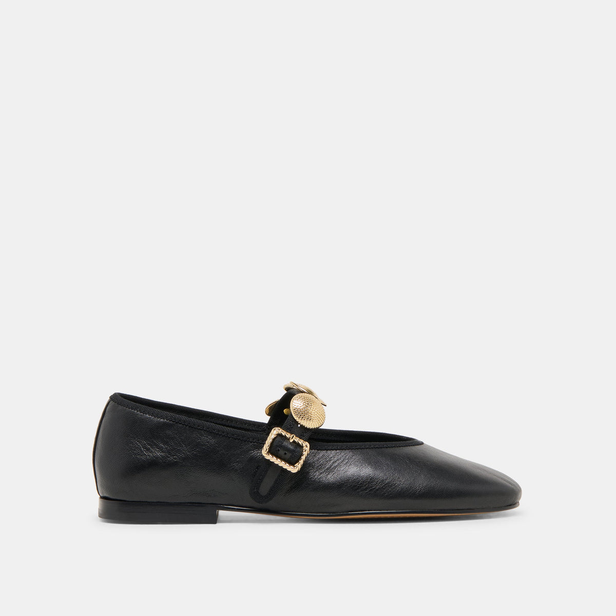 RELAN WIDE BALLET FLATS BLACK LEATHER