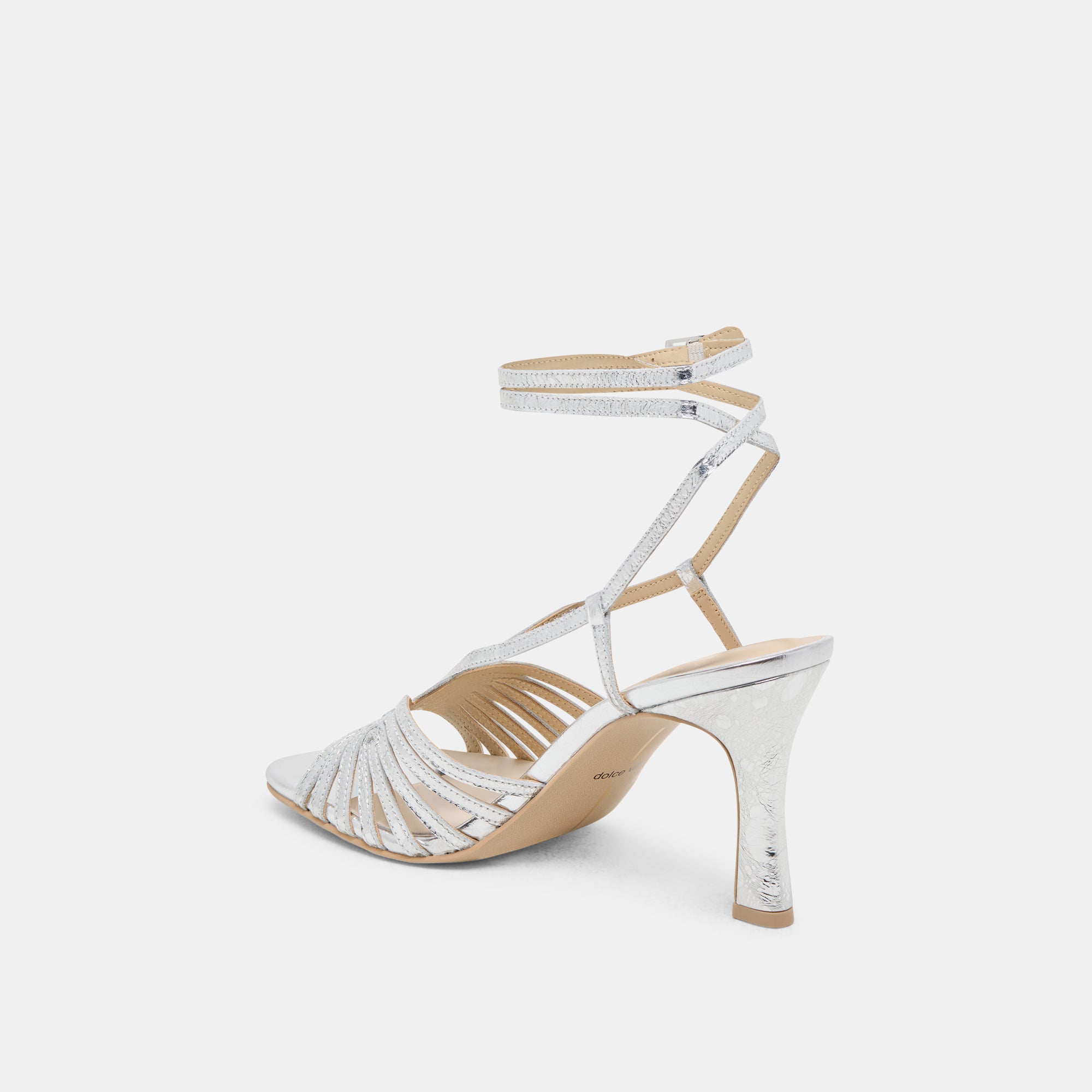 NIVANA HEELS SILVER DISTRESSED LEATHER
