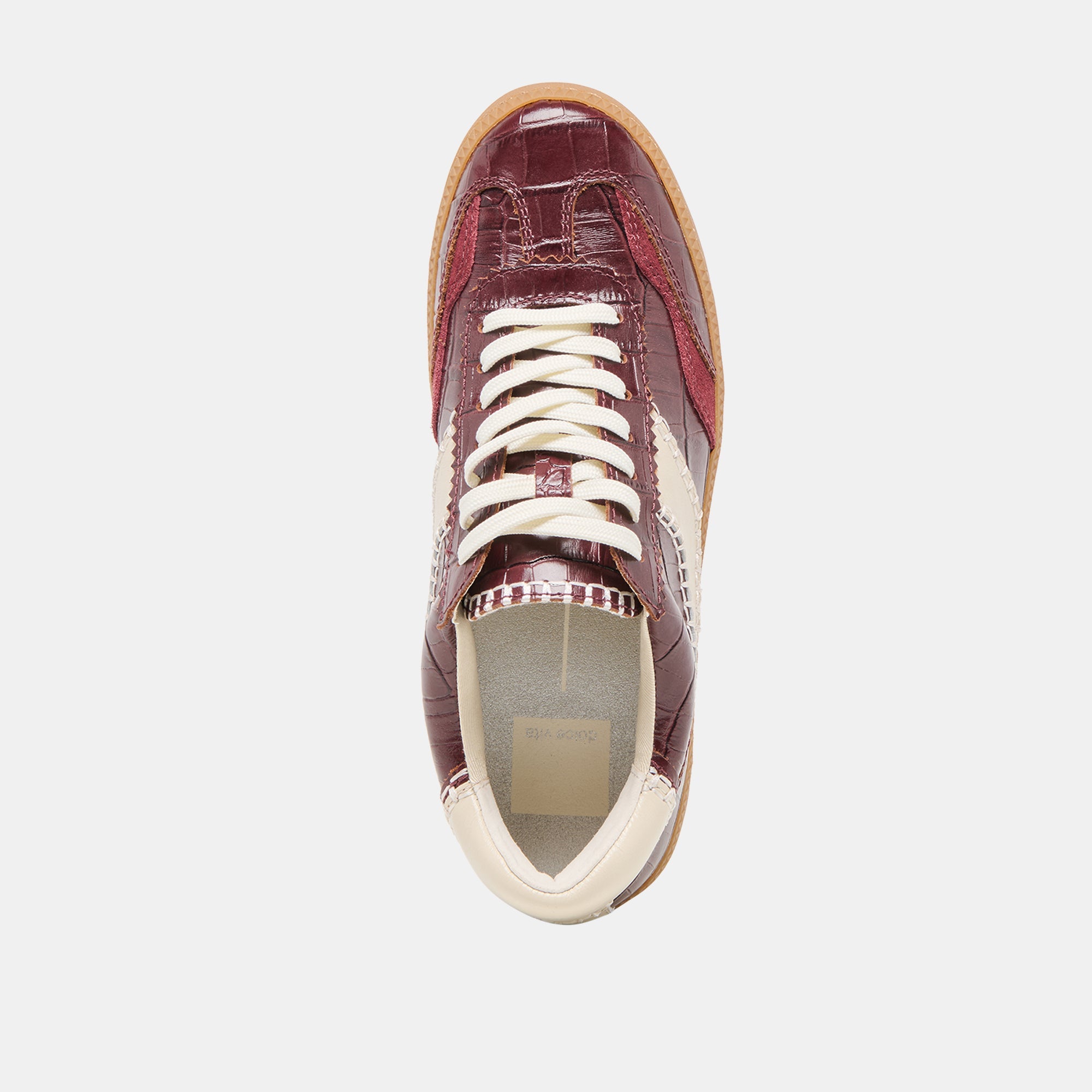 NOTICE STITCH SNEAKERS OXBLOOD CROCO EMBOSSED LEATHER